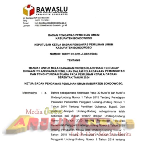 Viralnya Surat Mandat dari Ketua Bawaslu Bondowoso Bisa Jadi Martir Kegaduhan