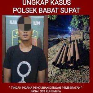 Polsek Babat Supat Amankan Pelaku Pencurian Pipa Cubing PT Pertamina