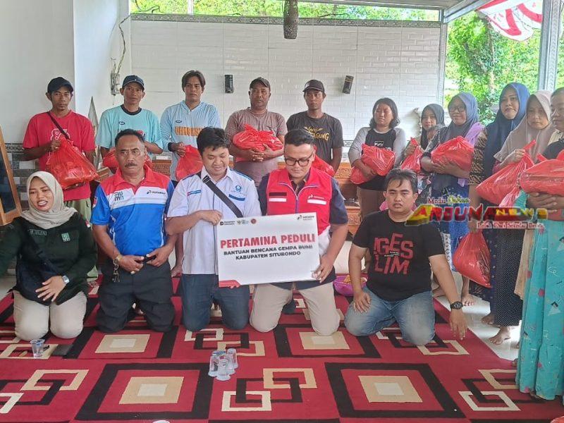 Pertamina MOR V Banyuwangi Situbondo Salurkan Ratusan Paket Sembako di Banyuputih Korban Terdampak Gempa